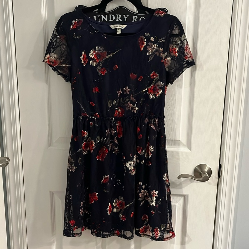 Speechless Blue Lace Floral Dress